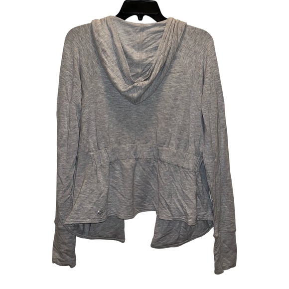 Gaiam Hooded Cardigan Soft Heather Grey Thumb Holes Size Small - Picture 2 of 7